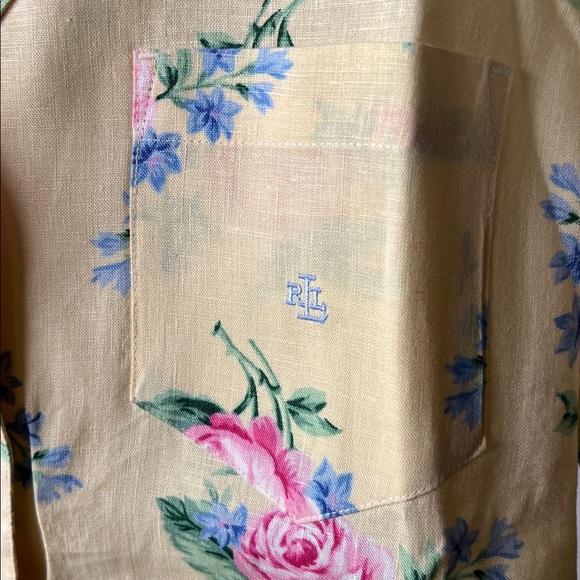 Lauren Ralph Lauren Linen Floral Blouse Size Large - Picture 2 of 4